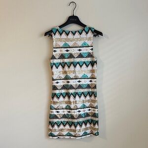 Gianni Bini Sequin Mini Dress in Gold and Teal. Perfect for New Year’s Eve